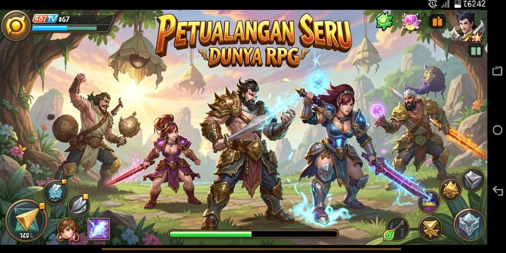 Screenshot utama 567TV menampilkan aksi seru dalam permainan RPG.