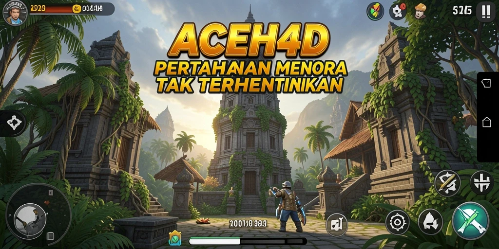 Screenshot gameplay ACEH4D menunjukkan aksi menara pertahanan yang mendebarkan.