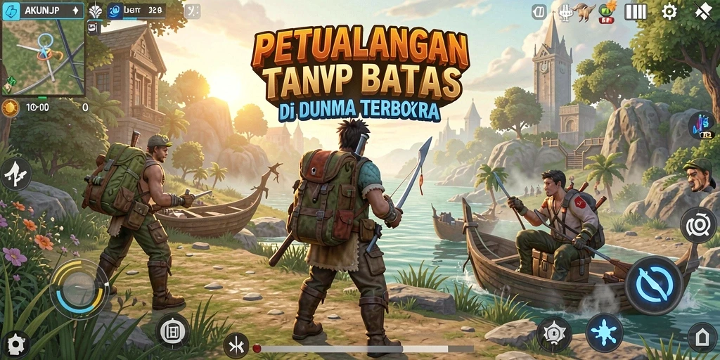Tampilan gameplay <strong>AKUNJP</strong> yang menakjubkan dengan dunia terbuka yang luas.