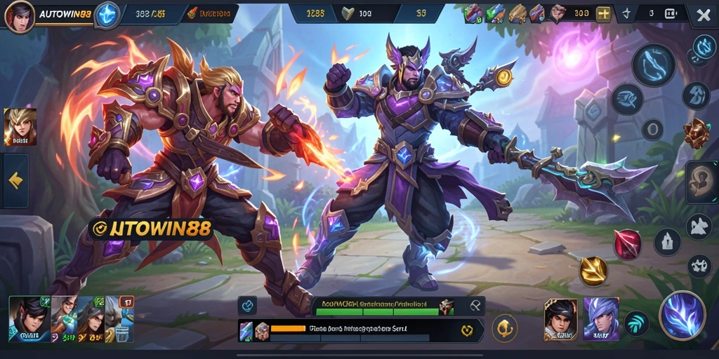 Tampilan gameplay seru AUTOWIN88 dalam pertempuran MOBA.