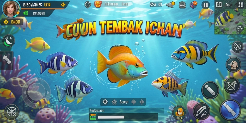 Tampilan seru dari gameplay Tembak Ikan BARU01.