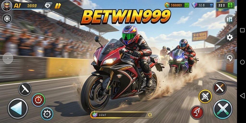 Screenshot menampilkan gameplay seru balapan motor di BETWIN999.