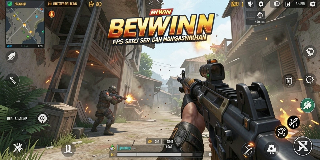 Screenshot inti BIWIN menampilkan aksi gameplay FPS mendebarkan.