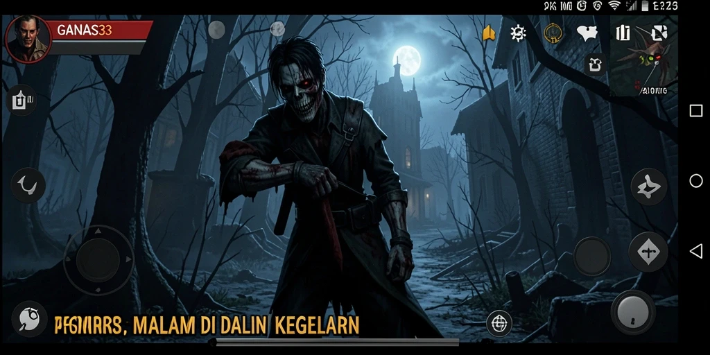 Screenshot menunjukkan suasana gelap dan mencekam di dalam game.