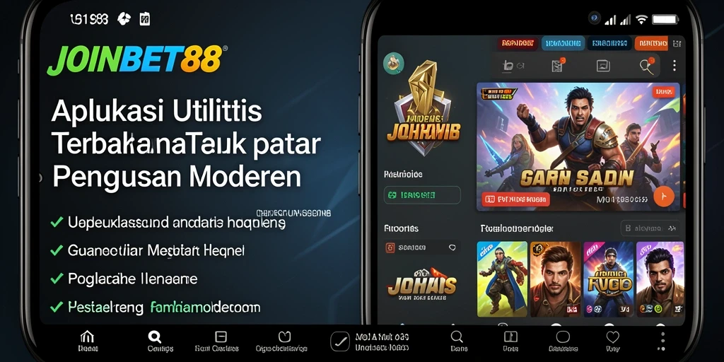 Tampilan utama aplikasi JOINBET88 dengan fitur-fitur utilitas yang menarik.