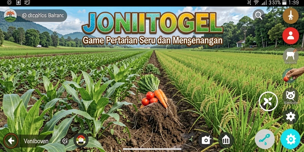 Tangkapan layar JONITOGEL menampilkan ladang subur dan alat pertanian.