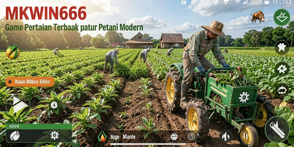 Screenshot gameplay MKWIN666 yang menunjukkan kebun yang indah dan subur.