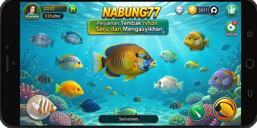 Gameplay seru dalam NABUNG77, menembak ikan dengan teman.