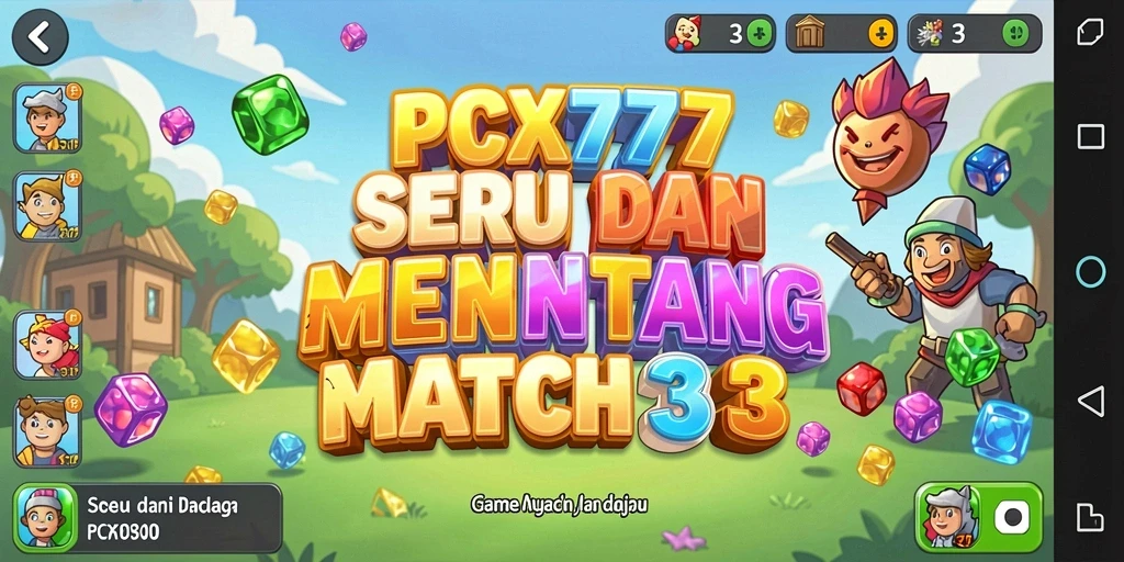 Tangkapan layar gameplay seru Match-3 di PCX777.