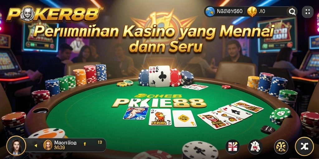Screenshot POKER88 menampilkan gameplay seru dalam suasana kasino.