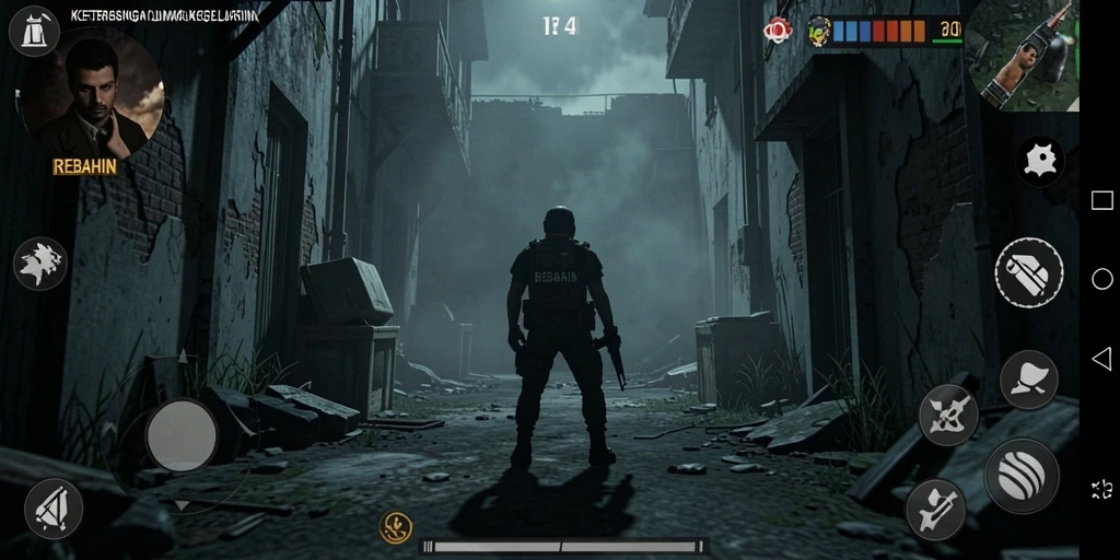 Tampilan gameplay yang menegangkan di dunia gelap REBAHIN.