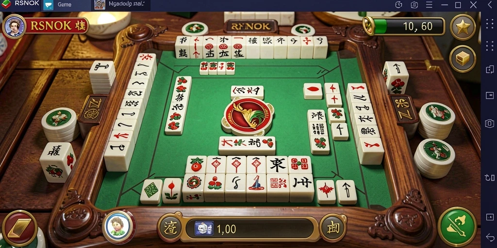 Screenshot gameplay RSNOK yang menarik dengan ubin Mahjong yang colorful.