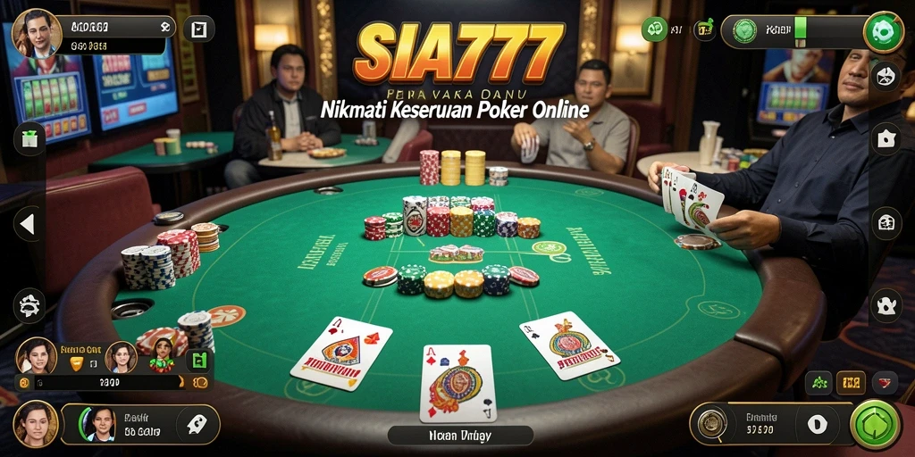 Tampilan menarik gameplay poker di aplikasi SIA777.