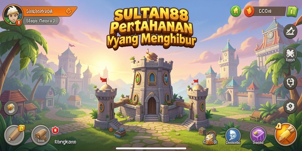 Screenshot gameplay SULTAN88 menunjukkan pertahanan menara yang dinamis.