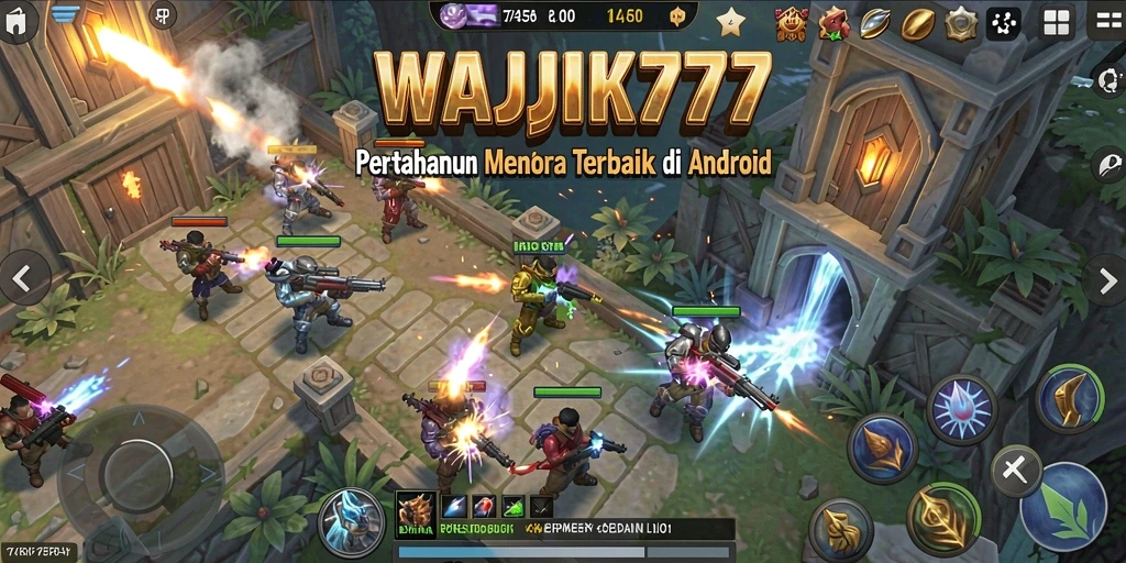 Tangkapan layar WAJIK777 menunjukkan aksi menara mempertahankan wilayah dari serangan musuh.