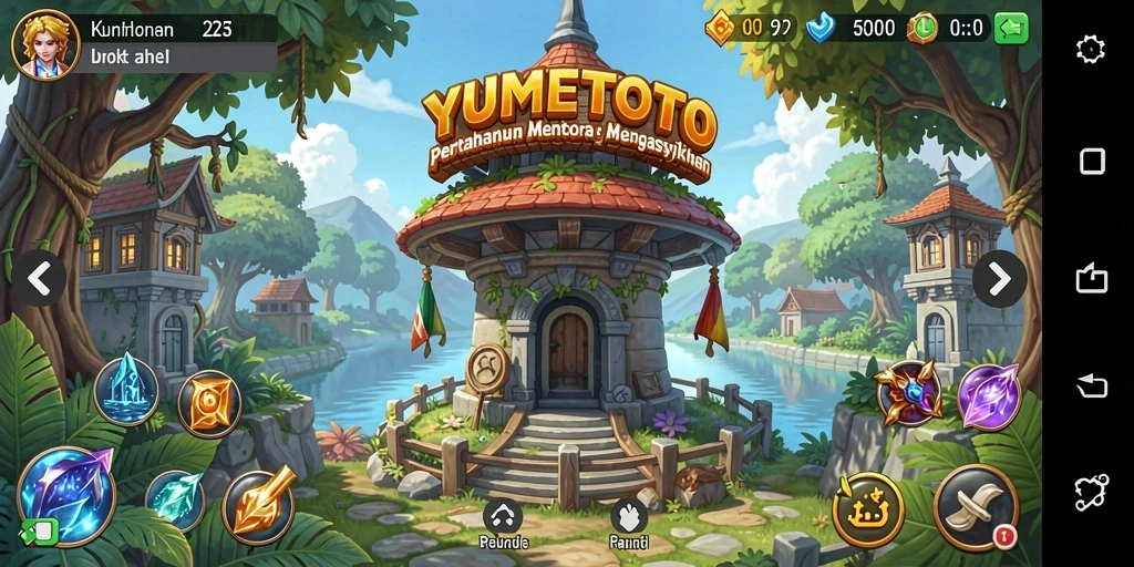 Screenshot YUMETOTO menunjukkan aksi pertahanan yang mendebarkan.