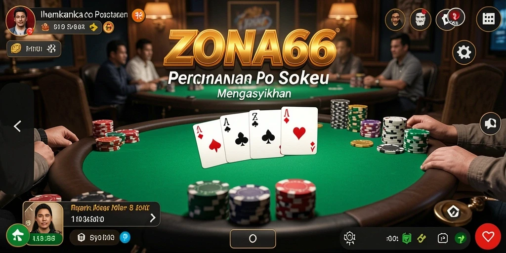 Screenshot gameplay ZONA66 menampilkan suasana poker yang mendebarkan.